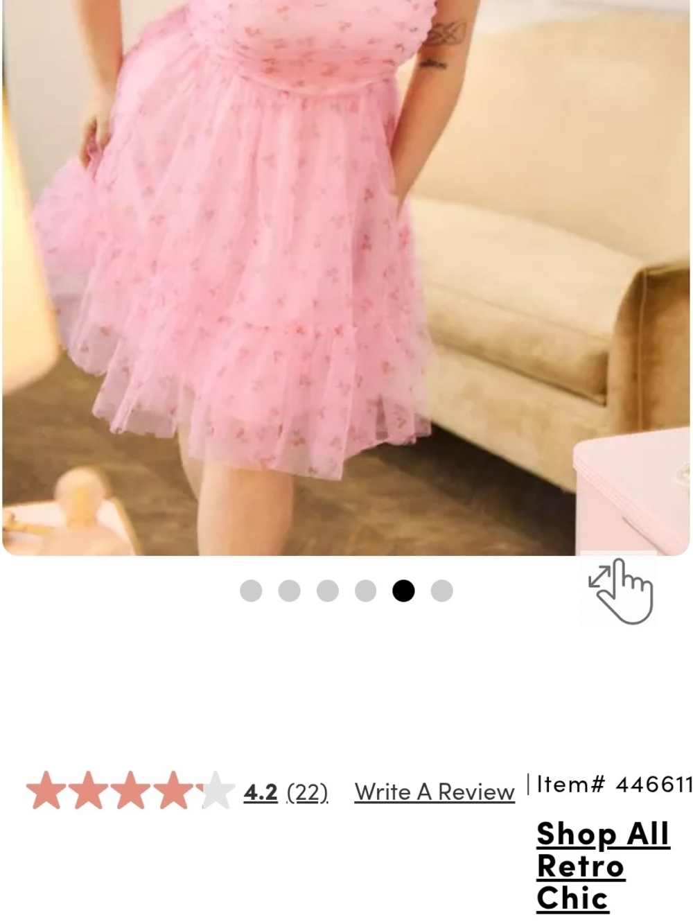 Torrid, Size 6, Retro Chic Pink Tiered Tulle Skirt Dress with Floral Motif